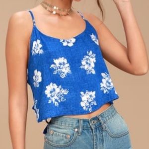 Lulus orchid garden blue floral crop